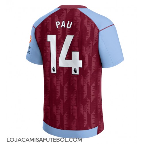 Camisa de Futebol Aston Villa Pau Torres #14 Equipamento Principal 2023-24 Manga Curta